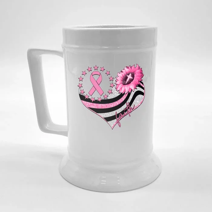 Breast Cancer Awareness Faith Front & Back Beer Stein