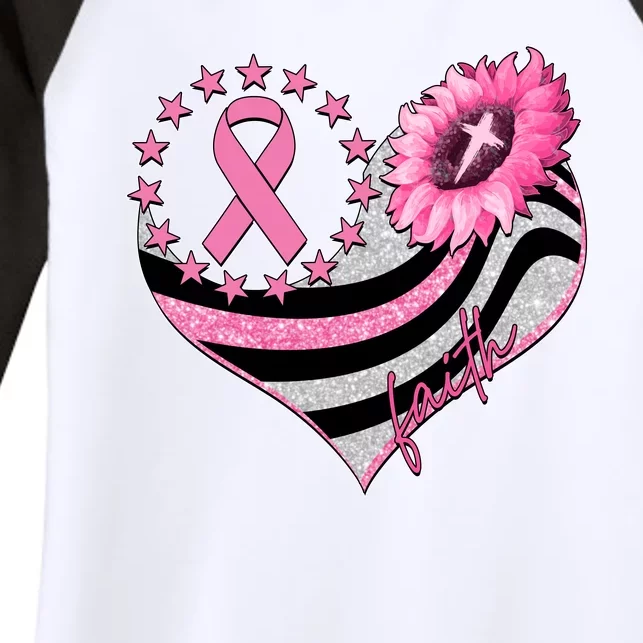 Breast Cancer Awareness Faith Women's Tri-Blend 3/4-Sleeve Raglan Shirt