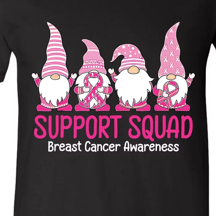 Breast Cancer Awareness Shirts For Gnomes Support Squad V-Neck T-Shirt