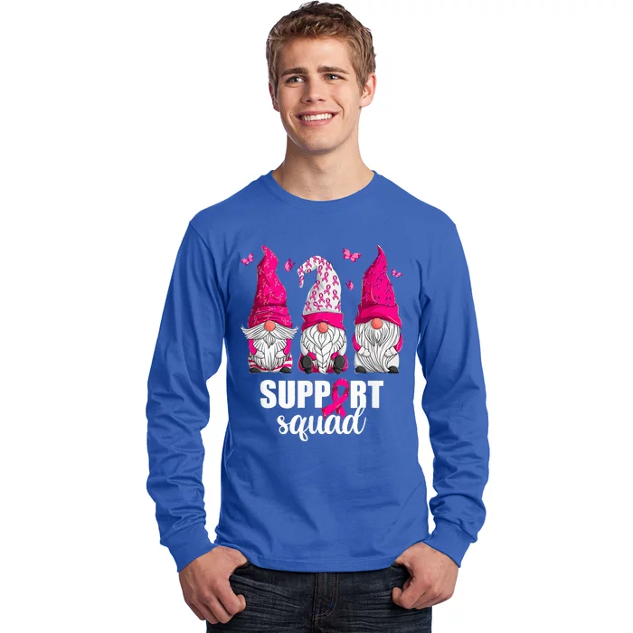 Breast Cancer Awareness For Women Gnomes Support Squad Long Sleeve Shirt