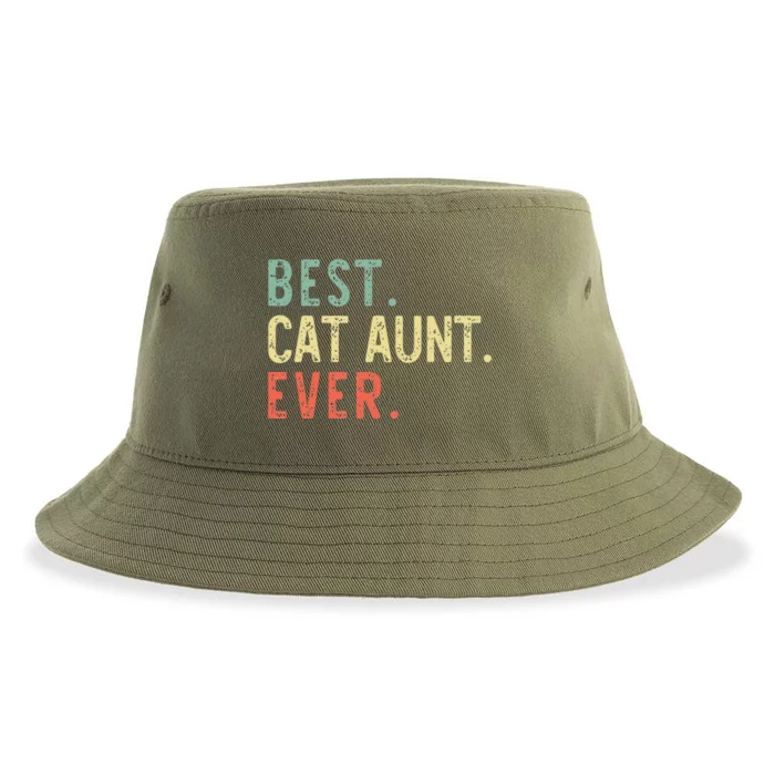 Best Cat Aunt Ever Cool Funny Retro Vintage Sustainable Bucket Hat