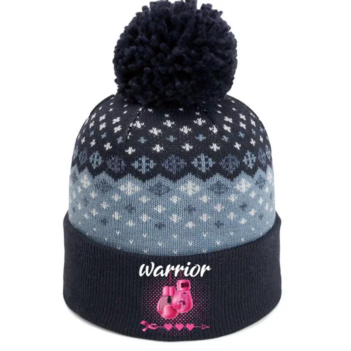 Breast Cancer Awareness Pink Boxing Gloves Warrior The Baniff Cuffed Pom Beanie