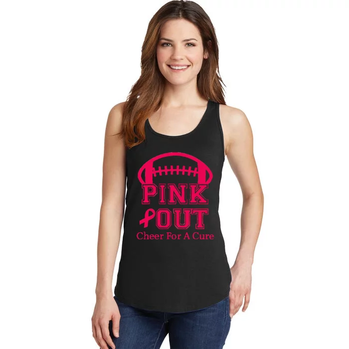 Breast Cancer Awareness Cheer For The Cure Pink Out Ladies Essential Tank