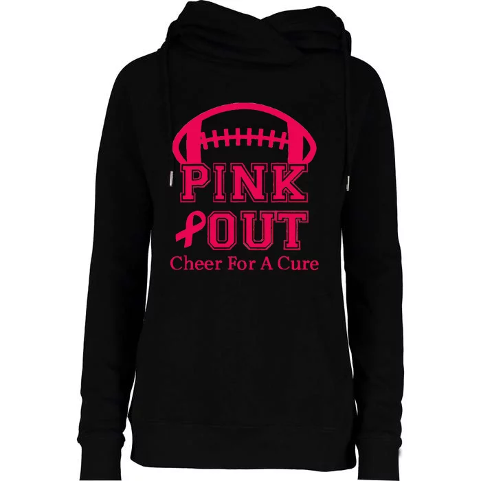 Breast Cancer Awareness Cheer For The Cure Pink Out Womens Funnel Neck Pullover Hood