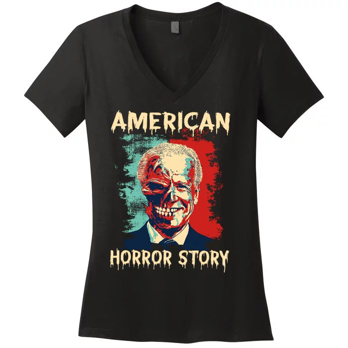 Biden Clown American Horror Story Funny Joe Biden Halloween Women's V-Neck T-Shirt