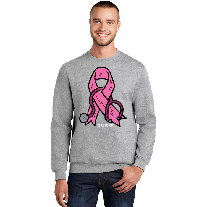 Breast Cancer Awareness Ribbon Nurse Tall Sweatshirt