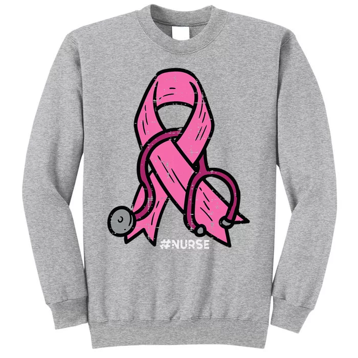 Breast Cancer Awareness Ribbon Nurse Tall Sweatshirt