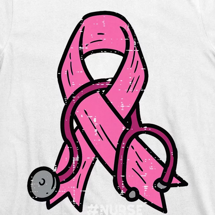 Breast Cancer Awareness Ribbon Nurse T-Shirt