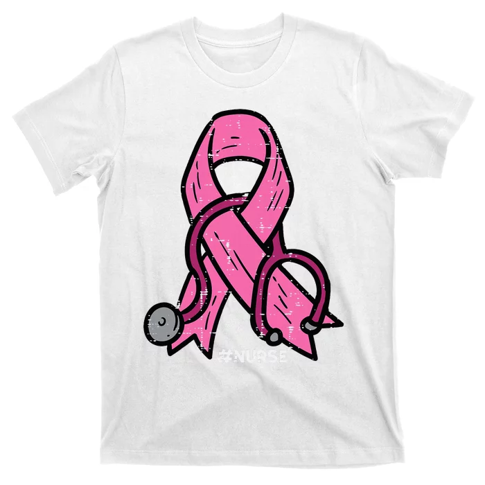 Breast Cancer Awareness Ribbon Nurse T-Shirt