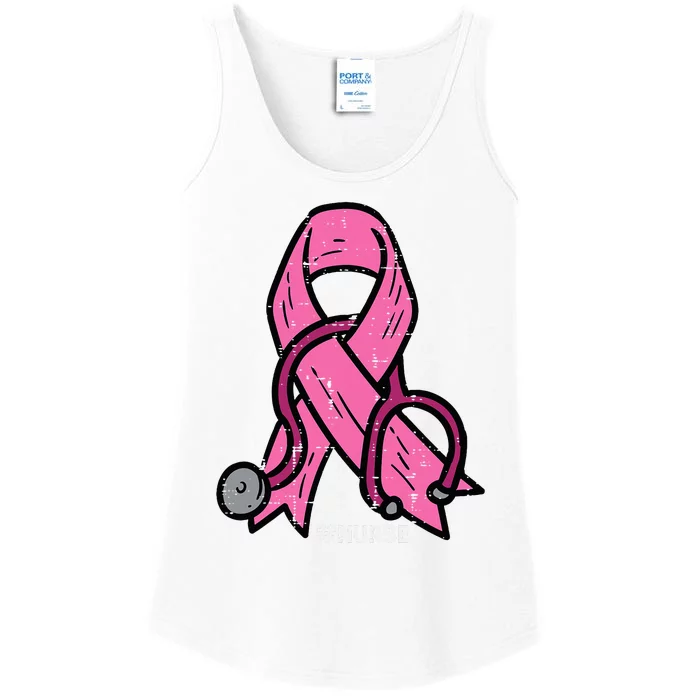 Breast Cancer Awareness Ribbon Nurse Ladies Essential Tank