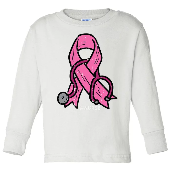 Breast Cancer Awareness Ribbon Nurse Toddler Long Sleeve Shirt