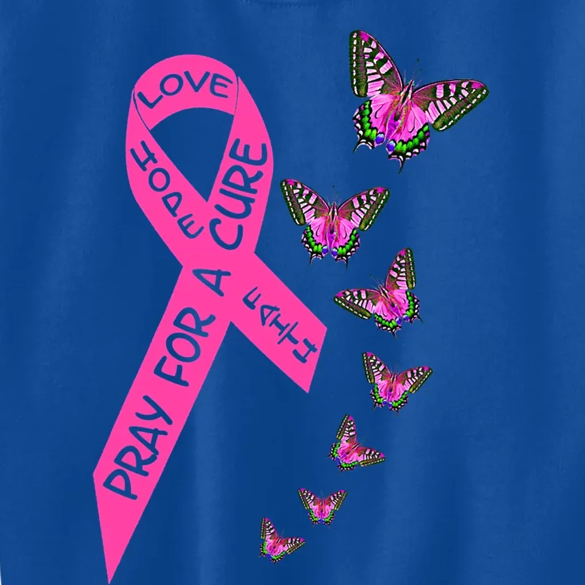 Breast Cancer Awareness Month Religious Butterflies Gift Kids Sweatshirt