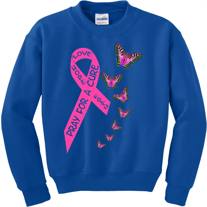 Breast Cancer Awareness Month Religious Butterflies Gift Kids Sweatshirt