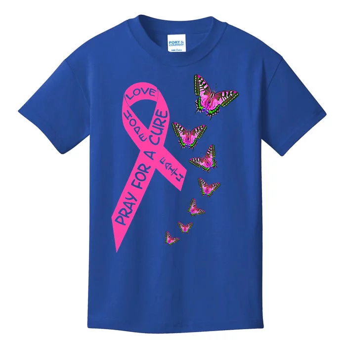 Breast Cancer Awareness Month Religious Butterflies Gift Kids T-Shirt