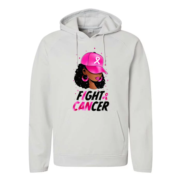 Breast Cancer African American Black Warrior Support Performance Fleece Hoodie