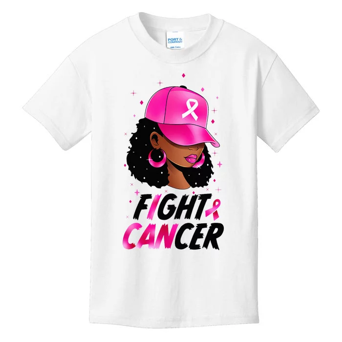 Breast Cancer African American Black Warrior Support Kids T-Shirt