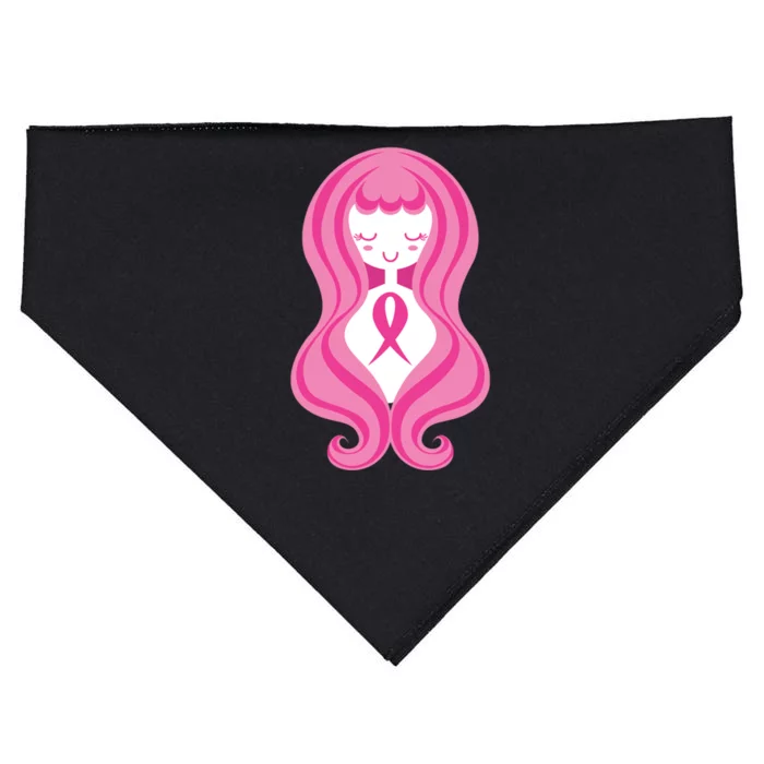 Breast Cancer Awareness Pink Ribbon Girl USA-Made Doggie Bandana