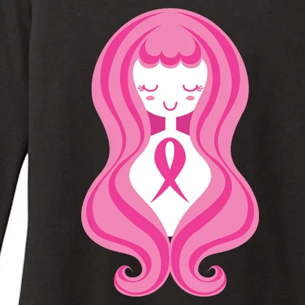 Breast Cancer Awareness Pink Ribbon Girl Womens CVC Long Sleeve Shirt