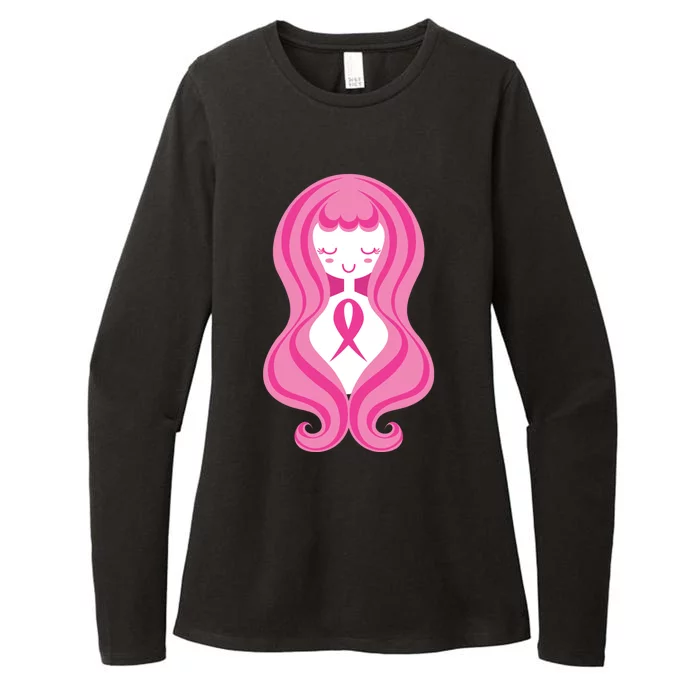 Breast Cancer Awareness Pink Ribbon Girl Womens CVC Long Sleeve Shirt