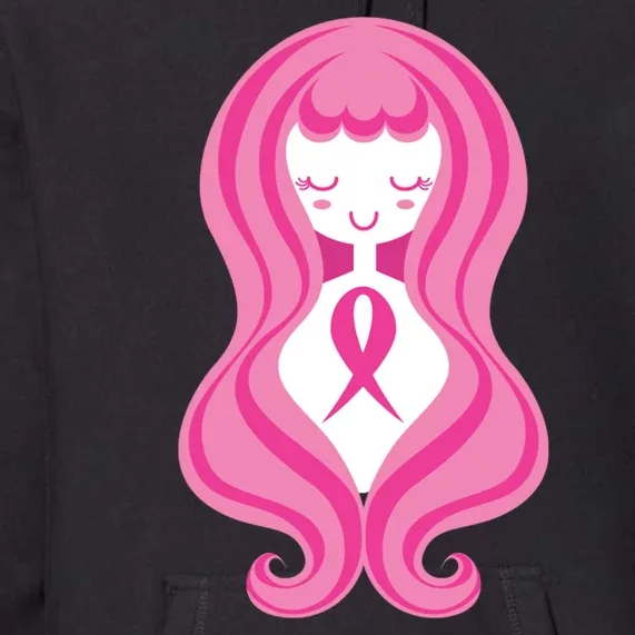 Breast Cancer Awareness Pink Ribbon Girl Premium Hoodie