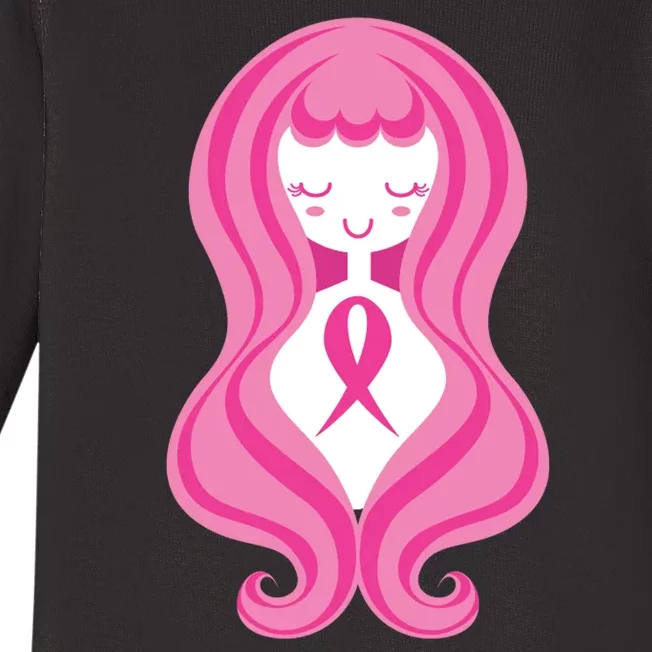 Breast Cancer Awareness Pink Ribbon Girl Baby Long Sleeve Bodysuit