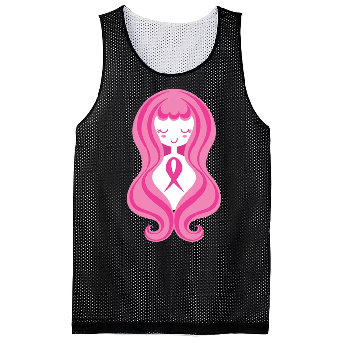 Breast Cancer Awareness Pink Ribbon Girl Mesh Reversible Basketball Jersey Tank