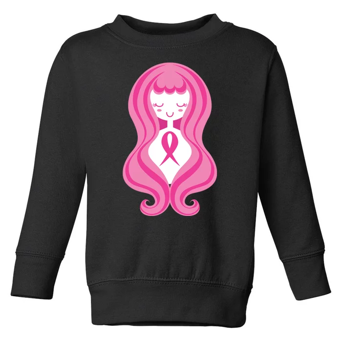 Breast Cancer Awareness Pink Ribbon Girl Toddler Sweatshirt