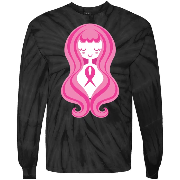 Breast Cancer Awareness Pink Ribbon Girl Tie-Dye Long Sleeve Shirt