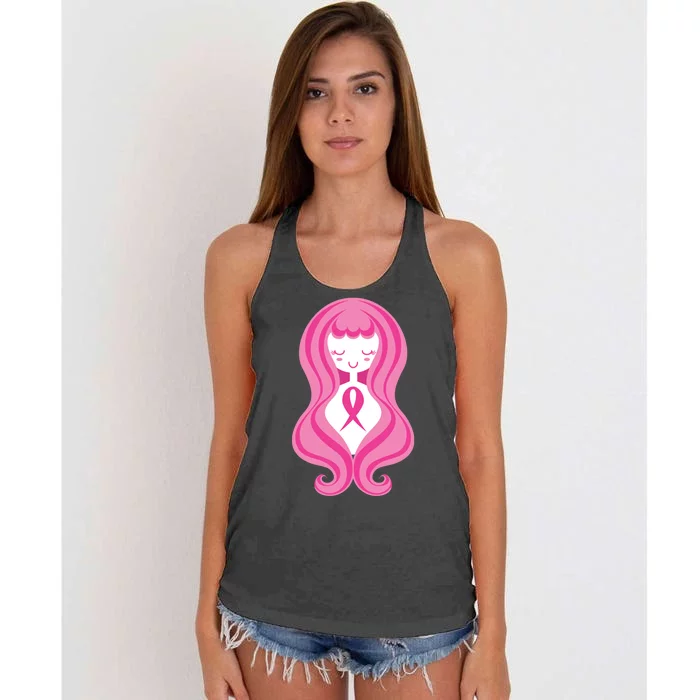 Breast Cancer Awareness Pink Ribbon Girl Women's Knotted Racerback Tank