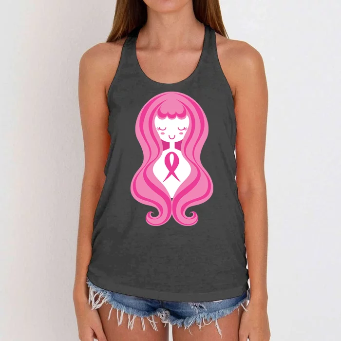 Breast Cancer Awareness Pink Ribbon Girl Women's Knotted Racerback Tank