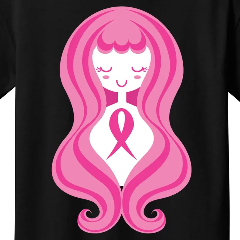 Breast Cancer Awareness Pink Ribbon Girl Kids T-Shirt