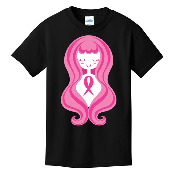 Breast Cancer Awareness Pink Ribbon Girl Kids T-Shirt