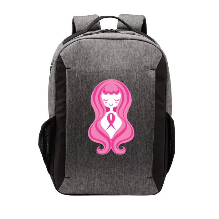 Breast Cancer Awareness Pink Ribbon Girl Vector Backpack