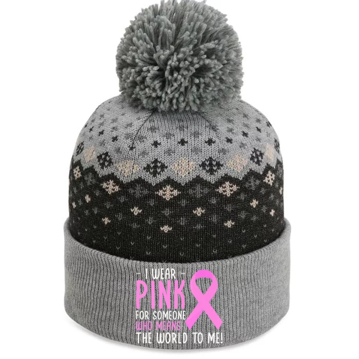 Breast Cancer Awarness Month Pink Ribbon Cancer Survivor Gift The Baniff Cuffed Pom Beanie