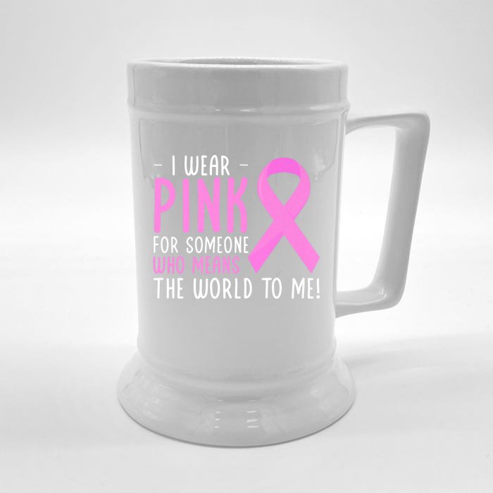 Breast Cancer Awarness Month Pink Ribbon Cancer Survivor Gift Front & Back Beer Stein