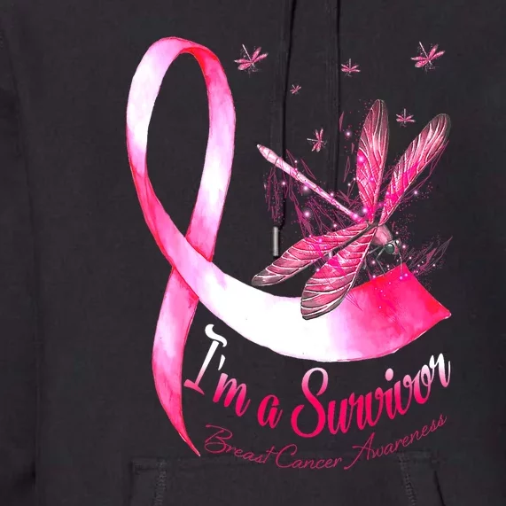 Breast Cancer Awareness Im A Survivor Dragonfly Gift Premium Hoodie