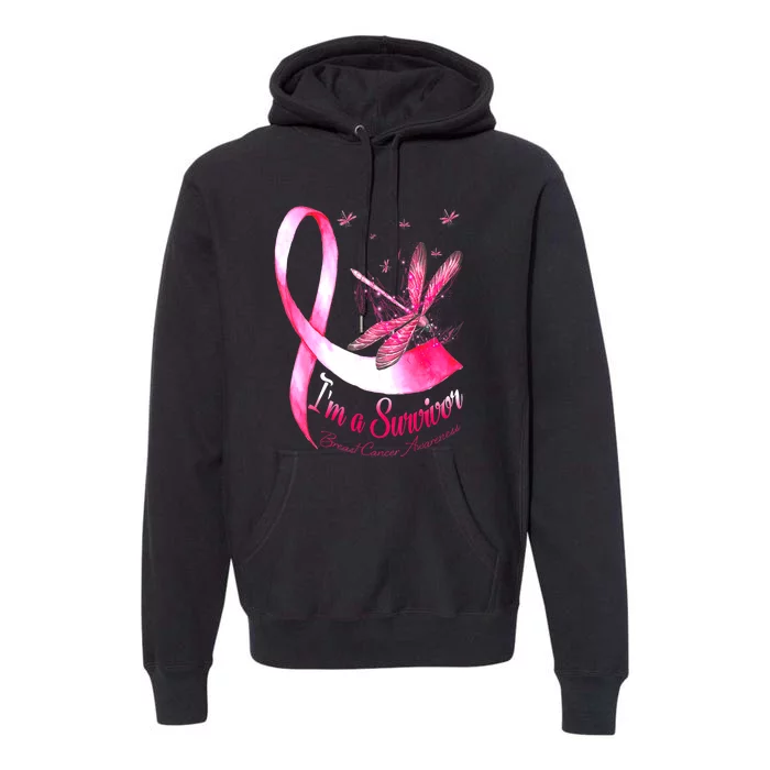 Breast Cancer Awareness Im A Survivor Dragonfly Gift Premium Hoodie