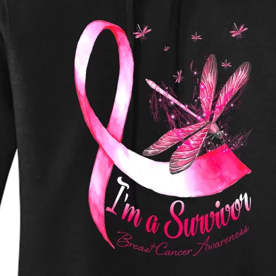 Breast Cancer Awareness Im A Survivor Dragonfly Gift Women's Pullover Hoodie