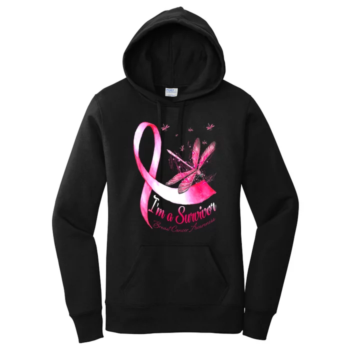 Breast Cancer Awareness Im A Survivor Dragonfly Gift Women's Pullover Hoodie