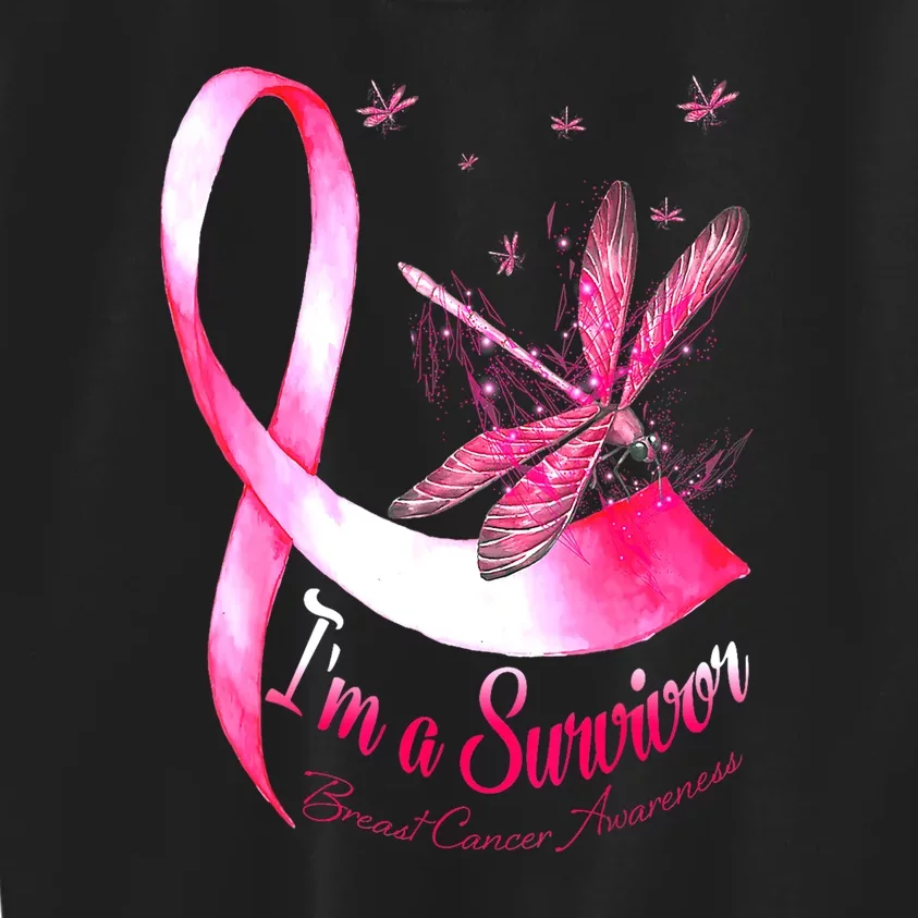 Breast Cancer Awareness Im A Survivor Dragonfly Gift Kids Sweatshirt