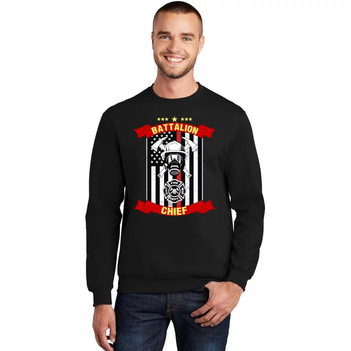 Battalion Chief American Firefighter Fire Hero Design Meaningful Gift Tall Sweatshirt