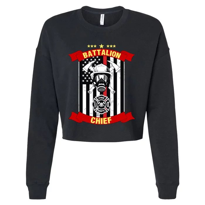 Battalion Chief American Firefighter Fire Hero Design Meaningful Gift Cropped Pullover Crew