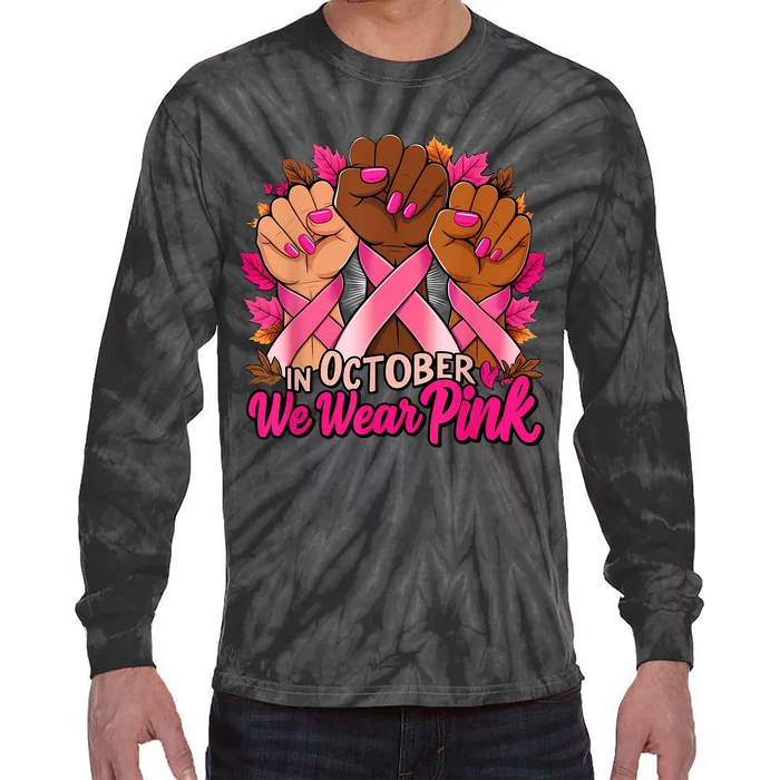 Breast Cancer Awareness 2024 In October We Wear Tie-Dye Long Sleeve Shirt