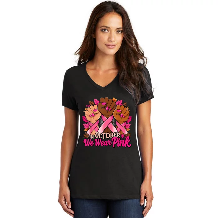 Breast Cancer Awareness 2024 In October We Wear Women's V-Neck T-Shirt