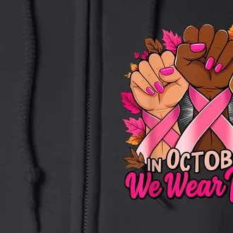 Breast Cancer Awareness 2024 In October We Wear Full Zip Hoodie