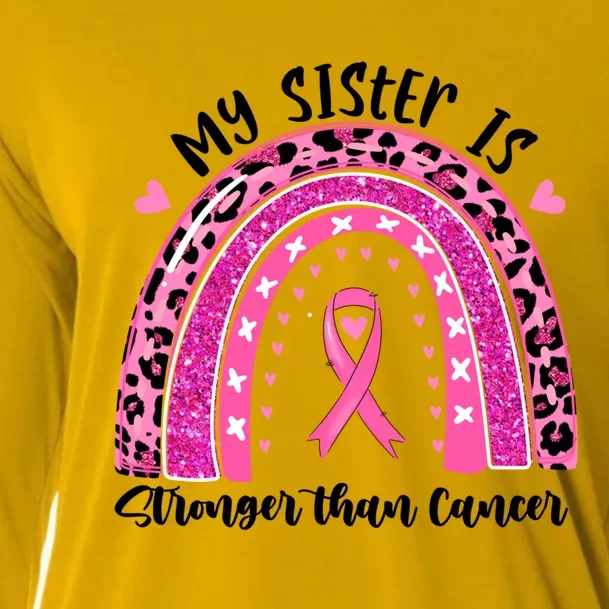 Breast Cancer Awareness My Sister Is Stronger Than Cancer Meaningful Gift Cooling Performance Long Sleeve Crew