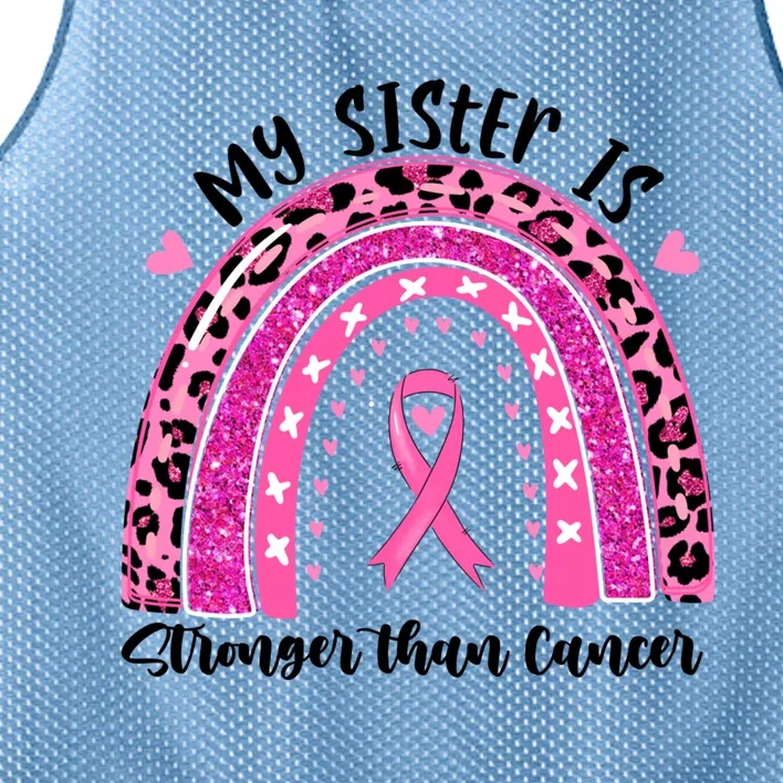 Breast Cancer Awareness My Sister Is Stronger Than Cancer Meaningful Gift Mesh Reversible Basketball Jersey Tank