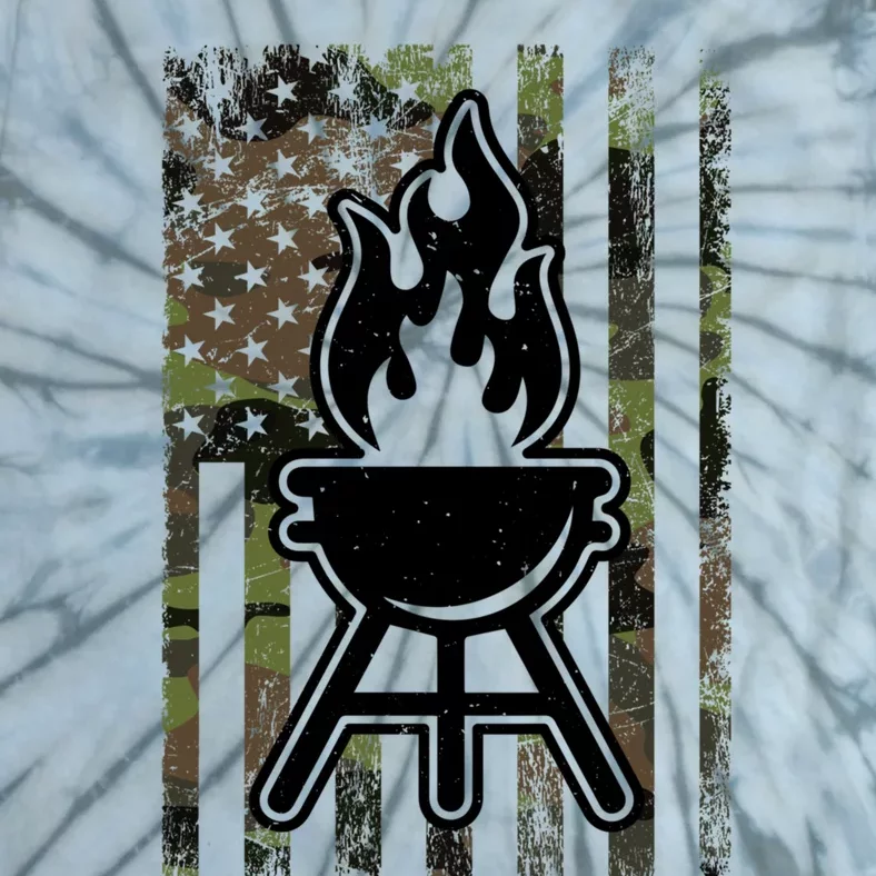 Barbecue Camouflage American Flag Bbq Chef And Us Lover Chef Gift Tie-Dye T-Shirt