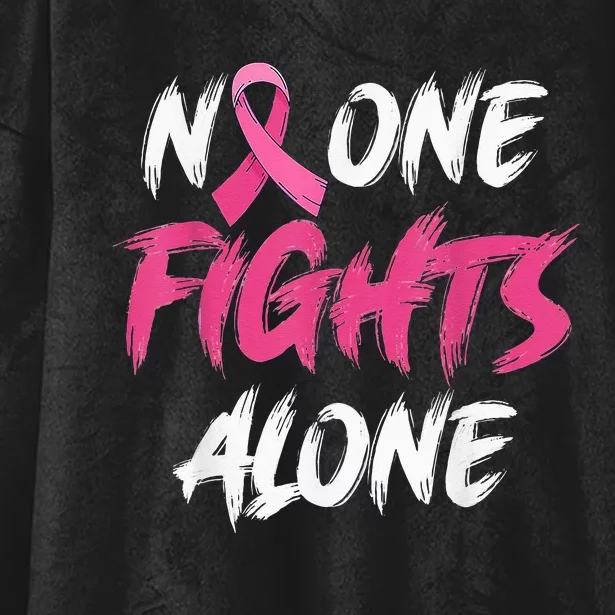 Breast Cancer Awareness Pink Ribbon No One Fight Alone Hooded Wearable Blanket