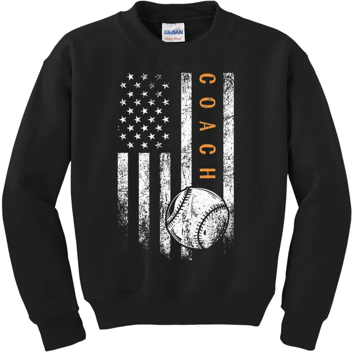 Baseball Coach American Flag Baseball Trainer Coaching Kids Sweatshirt